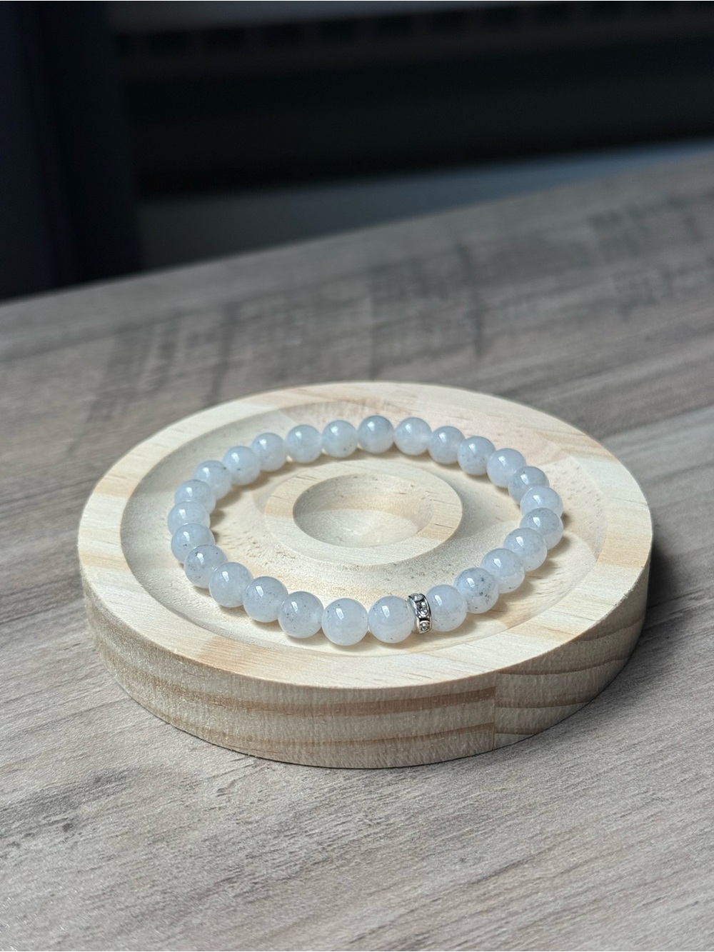 Handcrafted Icy Black Jade Bracelet 7.1mm